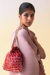 Buy_Aamli_Red Embroidery Soorkh Silk Satin Potli Bag _at_Aza_Fashions