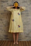 Buy_Dhaari_Yellow Embroidered Cotton Silk Dress _at_Aza_Fashions