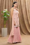 Mahima Batra_Pink Kurta And Gharara Georgette Embellished Thread U Floral Set  _Online_at_Aza_Fashions