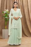 Buy_Mahima Batra_Green Kurta And Sharara Georgette Hand Embroidery Floral Motifs V Set  _at_Aza_Fashions