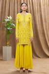 Buy_Mahima Batra_Yellow Kurta And Gharara Georgette Hand Embroidery Floral Motifs Set _Online_at_Aza_Fashions