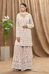 Mahima Batra_Beige Kurta And Gharara Georgette Embellished Aari V Short Kalidar Set  _Online_at_Aza_Fashions