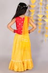 Shop_LIL DRAMA_Yellow Polyester Jamawar Woven Geometric Lehenga Set _at_Aza_Fashions