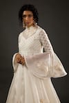 Rohit Bal_Ivory Chanderi Silk Embroidered Floral Frill Anarkali Set  _Online_at_Aza_Fashions