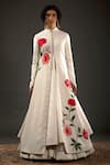 Buy_Rohit Bal_Ivory Chanderi Silk Embroidered Bird Mandarin Collar Jacket  _at_Aza_Fashions