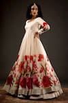 Rohit Bal_Ivory Chanderi Silk Printed Floral Scoop Neck Anarkali Set _Online_at_Aza_Fashions