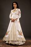 Buy_Rohit Bal_Ivory Matka Silk Embroidered Floral Round Anarkali Set  _at_Aza_Fashions