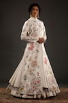 Buy_Rohit Bal_Ivory Chanderi Silk Embroidered Animal Mandarin Collar Jacket  _at_Aza_Fashions