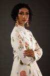 Shop_Rohit Bal_Ivory Chanderi Silk Embroidered Animal Mandarin Collar Jacket  _at_Aza_Fashions