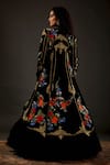 Shop_Rohit Bal_Black Silk Velvet Embroidered Floral Mandarin Collar Jacket  _at_Aza_Fashions