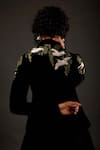 Shop_Rohit Bal_Black Silk Velvet Embroidered Bird Mandarin Collar Short Jacket  _at_Aza_Fashions