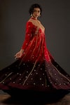 Buy_Rohit Bal_Red Chanderi Silk Embroidered Zari Mandarin Collar Anarkali Set  _at_Aza_Fashions