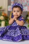 Shop_Lil Angels_Purple Muslin, Cotton Gota Patti Bandhej Print Dress _at_Aza_Fashions