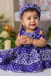 Lil Angels_Purple Muslin, Cotton Gota Patti Bandhej Print Dress _Online_at_Aza_Fashions