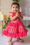 Buy_Lil Angels_Pink Muslin, Cotton Gota Patti Bandhej Print Dress _at_Aza_Fashions