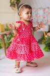 Shop_Lil Angels_Pink Muslin, Cotton Gota Patti Bandhej Print Dress _at_Aza_Fashions