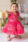 Lil Angels_Pink Muslin, Cotton Gota Patti Bandhej Print Dress _Online_at_Aza_Fashions