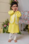Buy_Lil Angels_Yellow Cotton, Silk, Satin Embroidery Floral Kurta Set _Online_at_Aza_Fashions