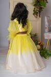 Shop_Lil Angels_Yellow Organza Embroidery Floral Ombre Lehenga And Blouse Set _at_Aza_Fashions