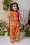Lil Angels Orange Muslin, Cotton Gota Patti, Sequins Patola Print Top And Pant Set Online at Aza Fashions Lil Angels_Orange Muslin, Cotton Gota Patti, Sequins Patola Print Top And Pant Set _Online_at_Aza_Fashions