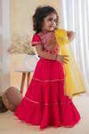 Lil Angels_Fuchsia Organza, Silk, Cotton Gota Patti, Sequins Tiered Lehenga Set _Online_at_Aza_Fashions