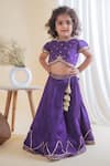 Lil Angels_Purple Roman Silk Embroidery Floral Lehenga Set _Online_at_Aza_Fashions