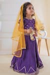 Buy_Lil Angels_Purple Roman Silk Embroidery Floral Lehenga Set _Online_at_Aza_Fashions