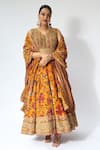 Torani_Yellow Silk Velvet Sunehra Makhmal Firdouz Anarkali With Doshala  _Online_at_Aza_Fashions