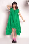 Buy_Chillosophy_Green Poplin Plain Round Ariana U Shaped Dress  _at_Aza_Fashions