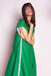 Chillosophy_Green Poplin Plain Round Ariana U Shaped Dress  _Online_at_Aza_Fashions