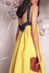 Shop_Chillosophy_Yellow Poplin Plain Square Neck Paula Denim Strappy Dress  _Online_at_Aza_Fashions