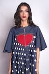 Buy_Chillosophy_Blue Denim Polka Dot Band Collar Vanessa Dress  _Online_at_Aza_Fashions