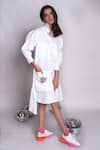 Chillosophy_White Poplin Plain Shirt Collar Mihoco Dress  _Online_at_Aza_Fashions