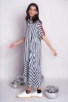 Chillosophy_White Modal Embroidery Spread Rihanna Stripe Pattern Kaftan Tunic  _Online_at_Aza_Fashions