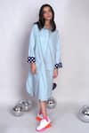 Buy_Chillosophy_Blue Poplin Plain Shirt Collar Alicia Dress  _at_Aza_Fashions