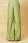 Aakaar_Green Cotton Silk Embroidery Bugle Beads Lapel Blazer Style Tunic And Palazzo Set _at_Aza_Fashions