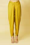 Aakaar_Yellow Cotton Silk Embroidery Sequin Spread Collar Tunic And Draped Pant Set _at_Aza_Fashions