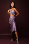 Shop_Ranng Label_Purple Luxury Satin And Sequin Net Embroidery Neck Bralette & Dhoti Skirt Set _at_Aza_Fashions