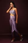 Buy_Ranng Label_Purple Luxury Satin And Sequin Net Embroidery Neck Bralette & Dhoti Skirt Set _Online_at_Aza_Fashions