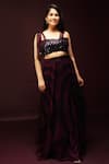 Buy_Ranng Label_Purple Luxury Satin Tie Dye And Embroidery Sequin Sweetheart Blouse & Lehenga Set _at_Aza_Fashions