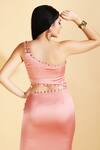 Shop_Ranng Label_Pink Silk Satin Sequin One Shoulder Tiered Dress _at_Aza_Fashions