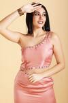 Buy_Ranng Label_Pink Silk Satin Sequin One Shoulder Tiered Dress _Online_at_Aza_Fashions