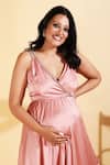 Buy_Ranng Label_Pink Luxury Satin Crystals V Neck Strappy Gown _Online_at_Aza_Fashions