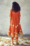 Shop_Kharakapas_Orange Cotton Mulmul Floral Embroidered Anarkali And Pant Set_at_Aza_Fashions