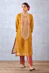 Torani_Yellow Inner And Pant Velvet & Kurta Aftaabi Revathi Sheer & Set _Online_at_Aza_Fashions