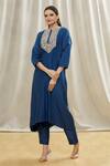 Buy_Oshi By Shikha_Blue Zardozi Embroidered Kurta And Pant Set_at_Aza_Fashions