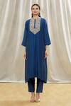 Oshi By Shikha_Blue Zardozi Embroidered Kurta And Pant Set_Online_at_Aza_Fashions