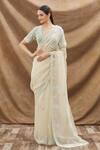 Buy_Oshi By Shikha_Off White Embroidered Silk Organza Saree With Blouse_Online_at_Aza_Fashions