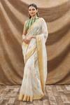 Buy_Oshi By Shikha_Off White Woven Saree With Printed Blouse_Online_at_Aza_Fashions