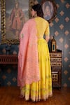 Shop_Abbaran_Yellow Cotton Silk And Embroidery Foil Scoop Neck Lehenga Set _at_Aza_Fashions